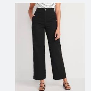 High-Waisted Canvas Wide-Leg Workwear Pants for Women BLACK ONLY